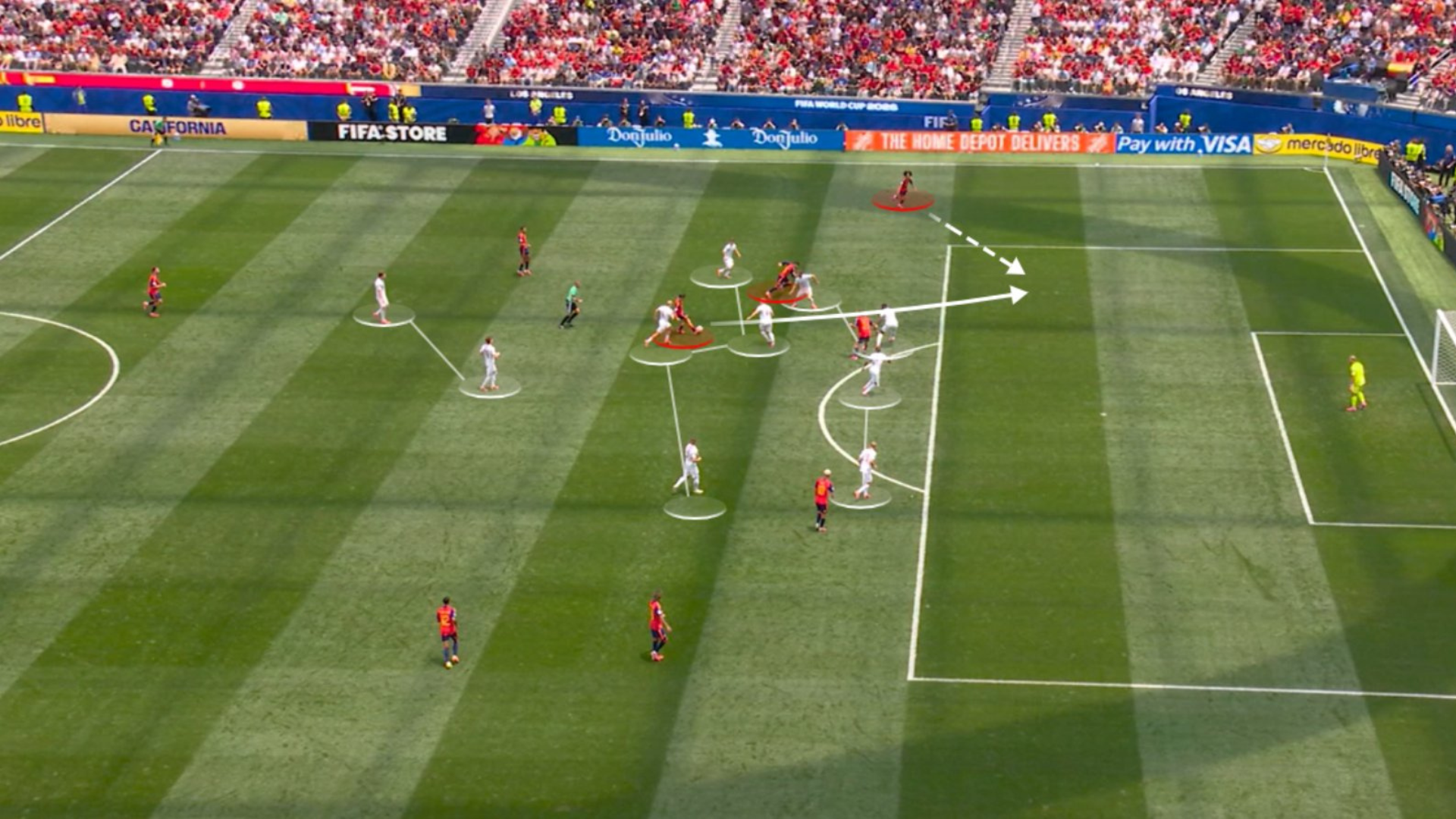 Spain's opening goal build-up